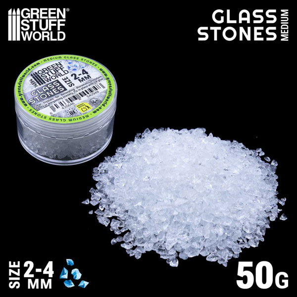 Green Stuff World Crushed Glass Stones 2 - 4mm Size