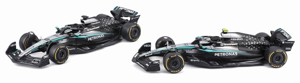 Bburago 1/43 Mercedes-AMG Petronas F1 Team W16 (2025) No.12 A. K. Antonelli / No.63 G. Russell 2Car Set Window Box 画像 1