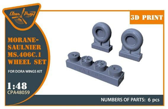 Clear Prop! 1/48 Morane-Saulnier MS.406C.1 Wheel Set (For Dorawings)