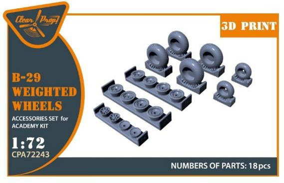 Clear Prop! 1/72 B-29 Sagged Wheel Set (For Academy)