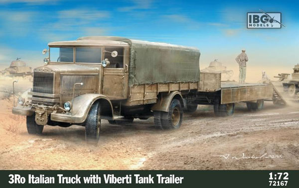 IBG 1/72 WW.2 รถบรรทุกอิตาลี 3Ro พร้อมรถพ่วงถังน้ำมัน Viberti 15 ตัน โมเดลพลาสติก รูปภาพ 1