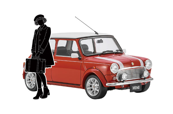 1/24 Mini Cooper w/Girls Figure Plastic Model