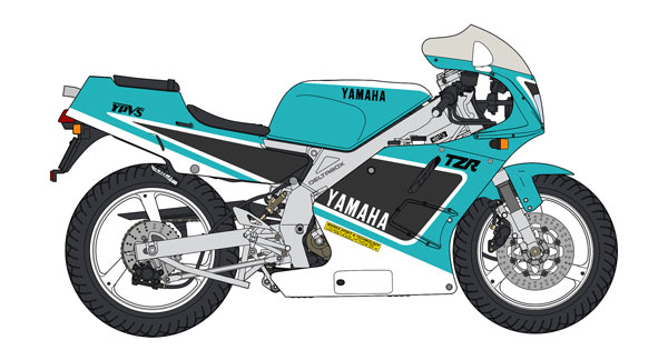 1/12 Yamaha TZR250 (3MA) Late Model (1990) "Light Cyan Solid 1 / Yamaha Black" Plastic Model