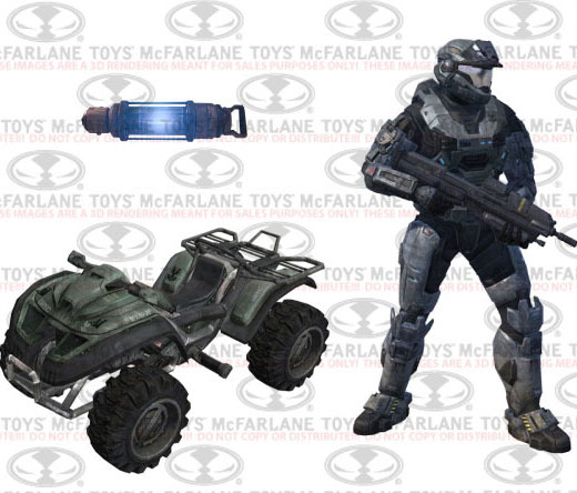 Halo: Reach [Pillar of Autumn] McFarlane set Mongoose vehicle + Noble store Six