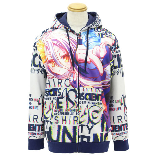 ノーゲーム•ノーライフ フルグラフィックパーカー XL ☆限定☆「白」フルグラフィック 裏起毛ジップパーカー [ノーゲーム