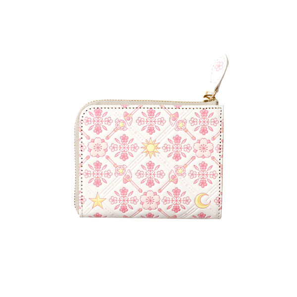 Asakusa Bunko L-Shaped Long Wallet - Double Cherry Blossom Pink