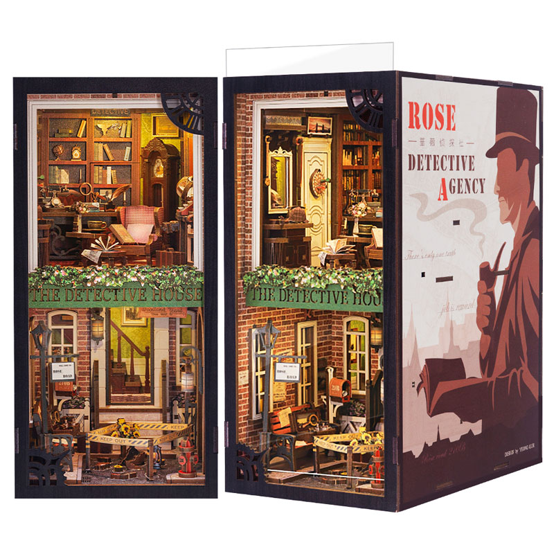 Miniature Doll House Rose Detective Agency Wooden Handmade Kit