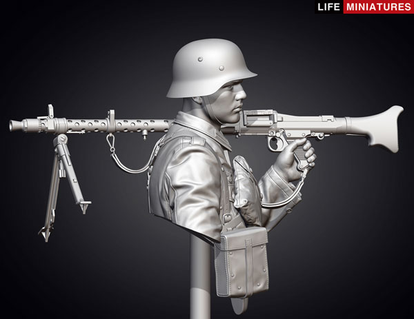 AmiAmi [Character u0026 Hobby Shop] | 1/10 Bust WWII German Defense Force MG34  Machine Gunner France 1940(Released)