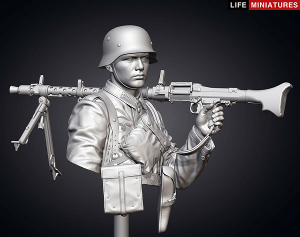 AmiAmi [Character u0026 Hobby Shop] | 1/10 Bust WWII German Defense Force MG34  Machine Gunner France 1940(Released)