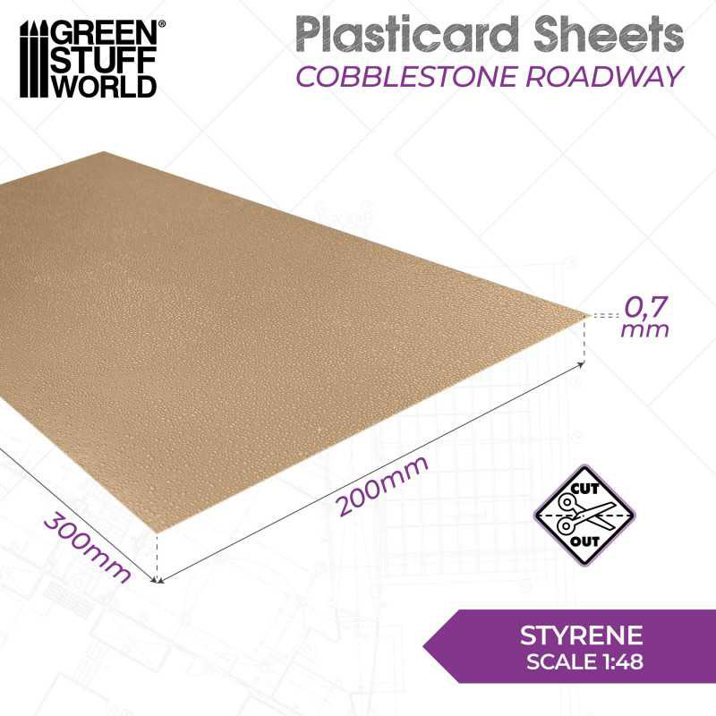 Green Stuff World: Textured Styrene Plasticard Sheet - Cobblestone Roadway Green Stuff World: Textured Styrene Plasticard Sheet - Cobblestone Roadway
