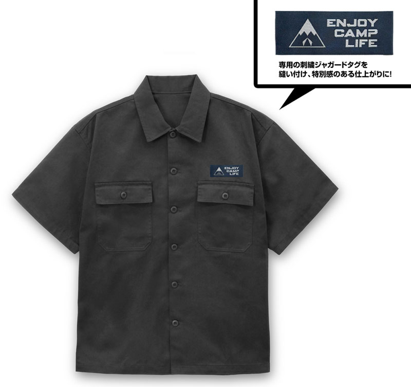 COSPA "Yuru Camp SEASON3" New Illustration Rin Shima Embroidery Work Shirt Taking a Break on the Bike Ver. /GRAY-M รูปภาพ 3