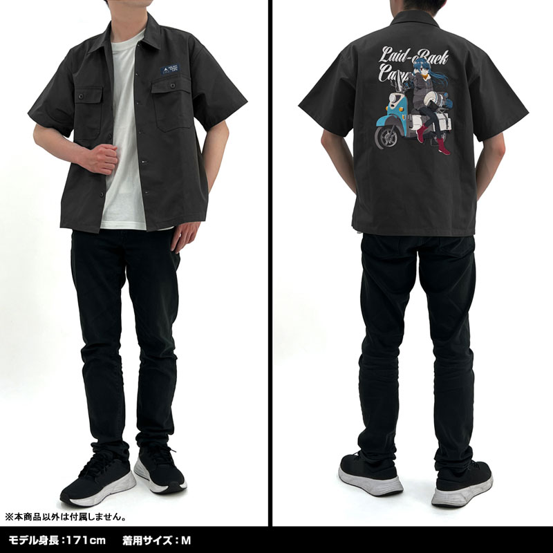 COSPA "Yuru Camp SEASON3" New Illustration Rin Shima Embroidery Work Shirt Taking a Break on the Bike Ver. /GRAY-M รูปภาพ 5