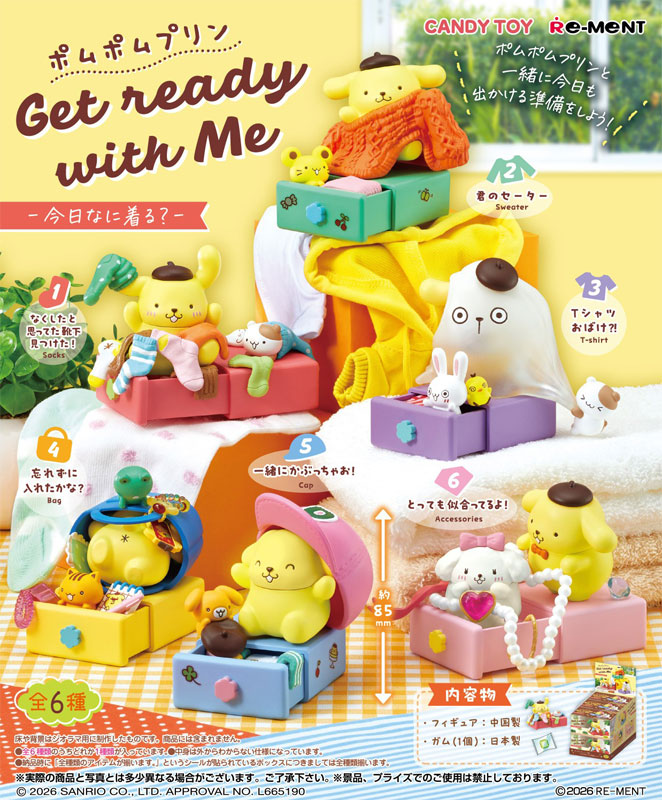 Sanrio Pom Pom Purin Get ready with Me -What to Wear Today?- 6Pack BOX (CANDY TOY) (RE-MENT) Sanrio Pom Pom Purin Get ready with Me -What to Wear Today?- 6Pack BOX (CANDY TOY) (RE-MENT)