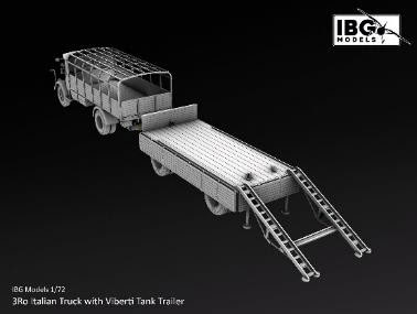 IBG 1/72 WW.2 รถบรรทุกอิตาลี 3Ro พร้อมรถพ่วงถังน้ำมัน Viberti 15 ตัน โมเดลพลาสติก รูปภาพ 2